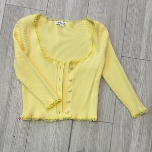 For Love And Lemons Yellow Ribbed Jacket